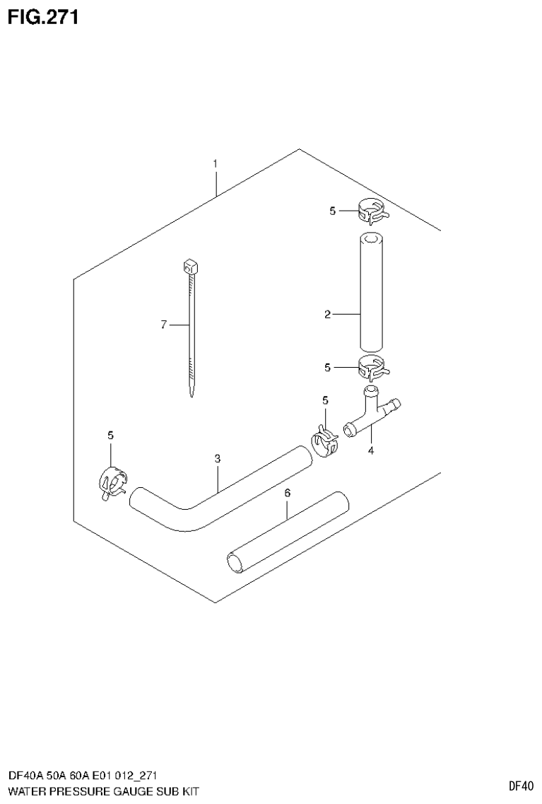 Suzuki DF40AST, DF50A, DF50ATH WATER PRESSURE GAUGE SUB KIT (DF60AQH E1) parts diagram